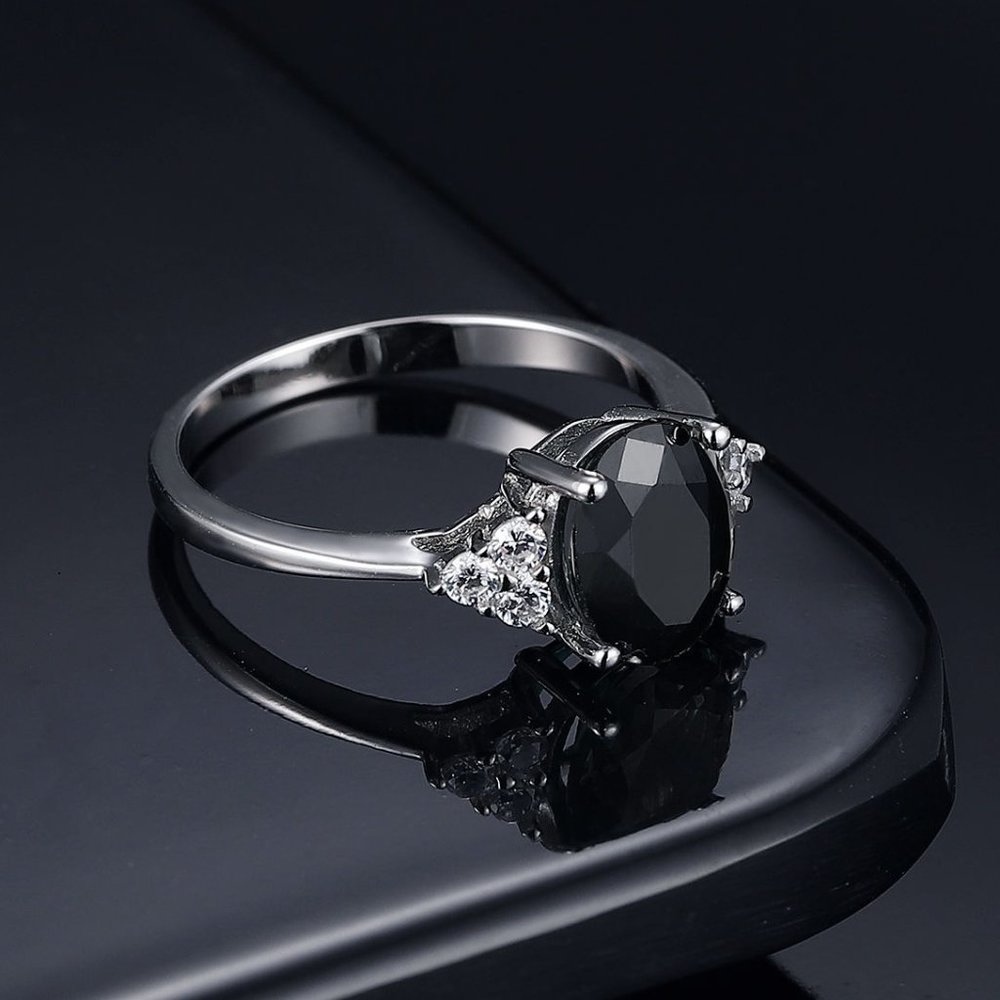 Swarovski Jet Black Crystal Sterling Silver Ring - Picture 3 of 11